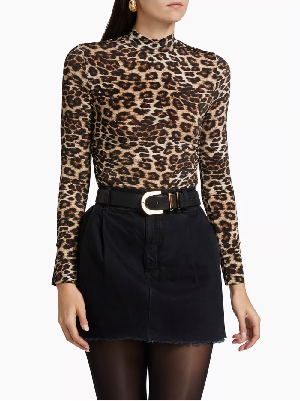 FARM Rio Leopard Print Mock Neck Top